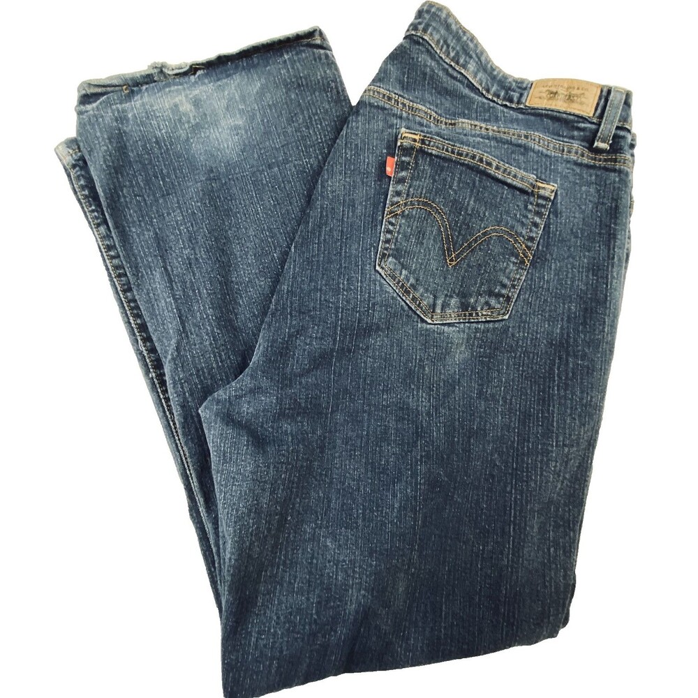Levis 529 Womens Medium Wash Curvy Boot Cut Denim Blue Jeans Plus Size 24M
